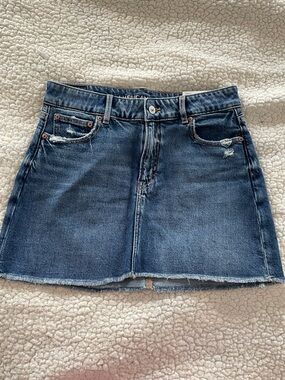 American Eagle Outfitters Blue Distressed Denim Mini Skirt